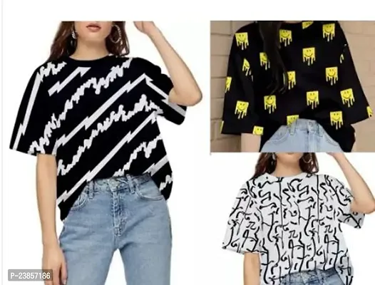 Stylish Fancy Designer  Lycra T-Shirts For Women Pack Of 3-thumb0