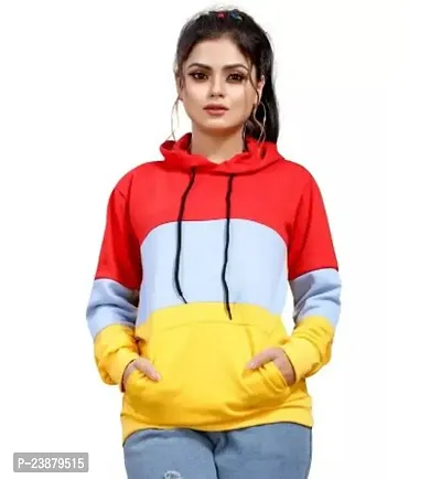 Stylish Fancy Cotton Blend Colourblocked Sweatshirt For Women-thumb0