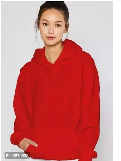 Stylish Fancy Cotton Blend Solid Sweatshirt For Women-thumb0