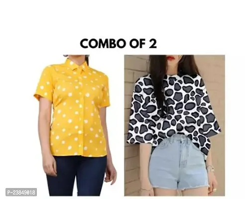 Stylish Floral Printed Shirt Combo With Tshirt For Women