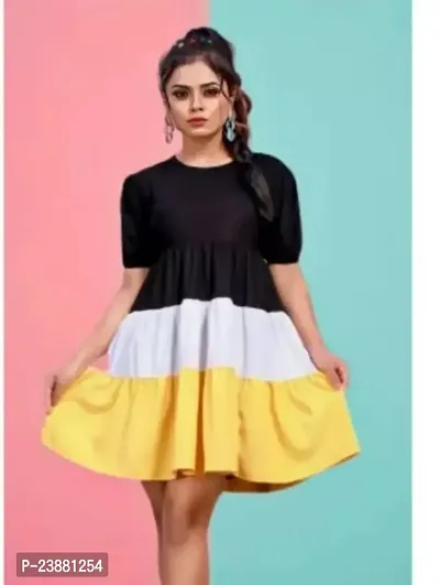 Stylish Multicoloured Colorblocked Dress For Women