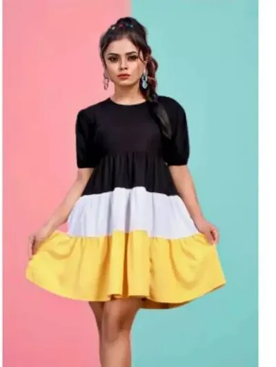 Stylish Colorblocked Dress For Women