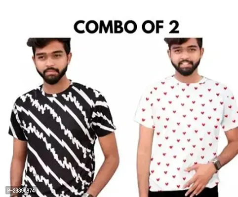 Stylish Fancy Lycra Round Neck T-Shirts For Men Pack Of 2