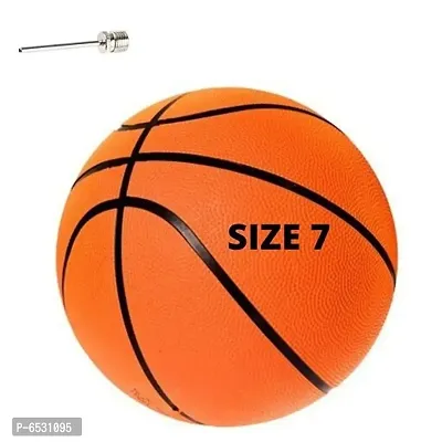 Rubber Basketball Size-7 Orange Colour With Inflating Needle-thumb0
