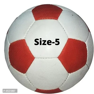Rubber Football Red White Large Size-5 For Outdoor No.-5 With Needle-thumb0