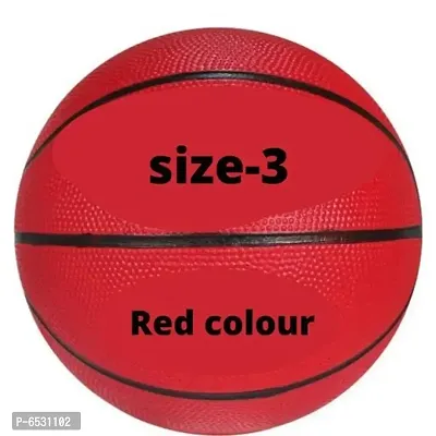 Rubber Red Colour Basketball Size-3 For Kids With Needle-thumb0