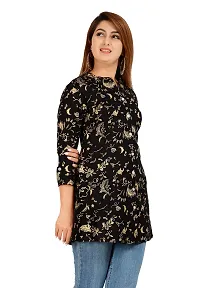 BHOMYA Women's Rayon Gold Printed Top with 3/4th Sleeve-thumb4