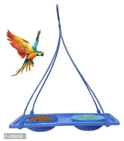 Beautiful Blue Plastic Food And Water Feeder Hanging for Birds