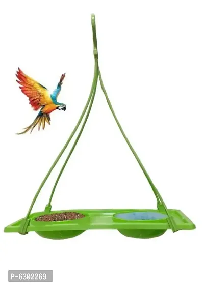 Beautiful Green Plastic Food And Water Feeder Hanging for Birds