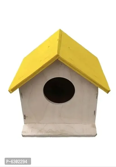 Stylish Yellow Wooden Nests For Birds