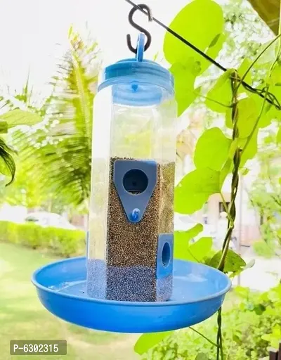 Stylish Blue Plastic Feeder For Birds-thumb0
