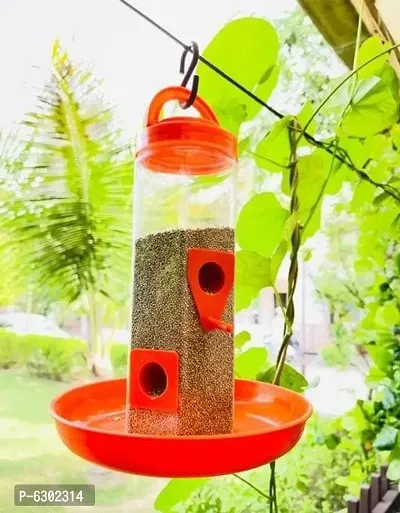 Stylish Orange Plastic Feeder For Birds-thumb0