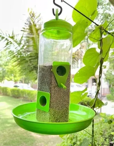 Stylish Green Plastic Feeder For Birds