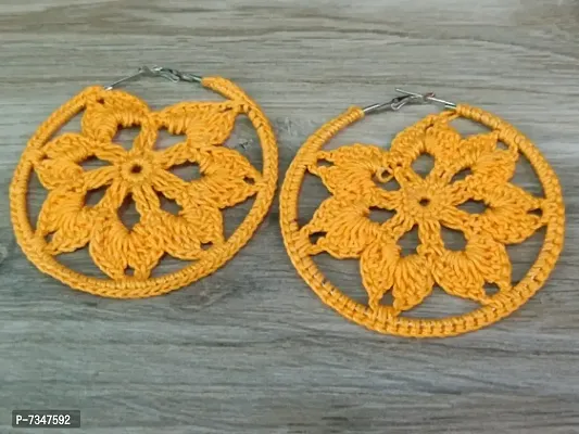 Crochet Hoop Star Earrings