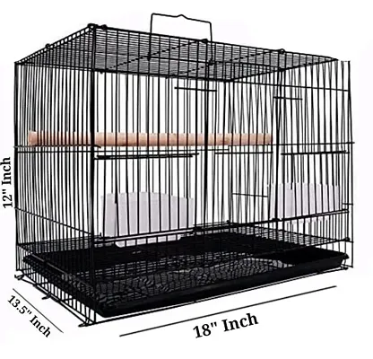 Bird Cage Medium Size Bird for Budgies, Finches, Gouldian Finches, Canaries (Black)