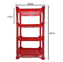 Sanvi Plastic 4 Layer Multipurpose Storage Organizer Rack for Kitchen, Living Room | Red | Medium Size-thumb4