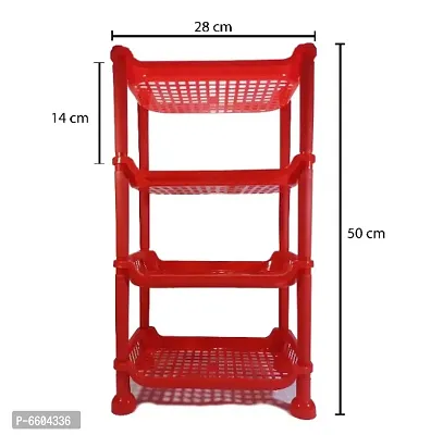 Sanvi Plastic 4 Layer Multipurpose Storage Organizer Rack for Kitchen, Living Room | Red | Medium Size-thumb5