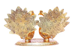 Metal Double Lovers Peacock Statue, Showpiece Figurine- Standard (Golden Plated, Pack Pcs Set 2)-thumb3