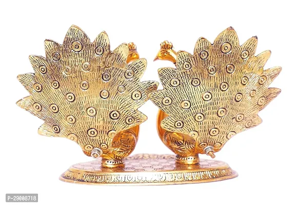 Metal Double Lovers Peacock Statue, Showpiece Figurine- Standard (Golden Plated, Pack Pcs Set 2)-thumb4