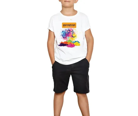 Kids Unisex Printed  Polyester Holi T-shirts