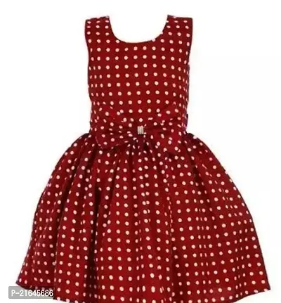 Fabulous Maroon Cotton Printed Frocks For Girls