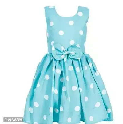 Fabulous Sky Blue Cotton Printed Frocks For Girls