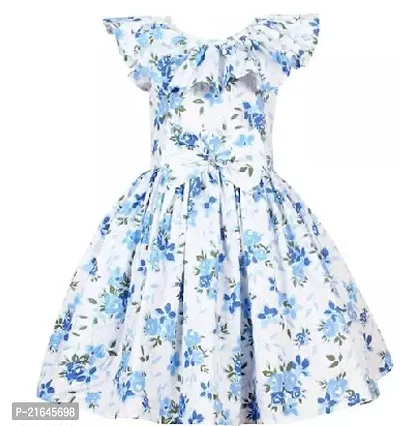 Fabulous White  Cotton Printed Frocks For Girls-thumb0