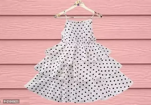 Fabulous White Cotton Printed Frocks For Girls-thumb0