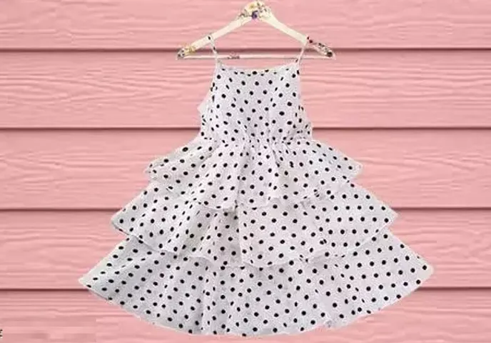 Polka Dot Print Crepe Dress for Girls