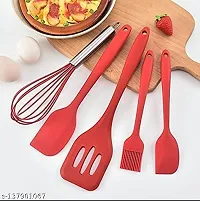 Corking Food Grade Silicone Nonstick Heat Resistant Complete Set of 5 Kitchen Utensil Including Shovel, Spatula, Brush and 2 Spatula(Random)-thumb1