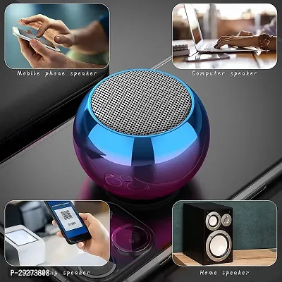 4D Mini Boost 4 Colorful Wireless Bluetooth Speakers Mini Electroplating Round Steel Speaker with mic (Multicolor)-thumb2