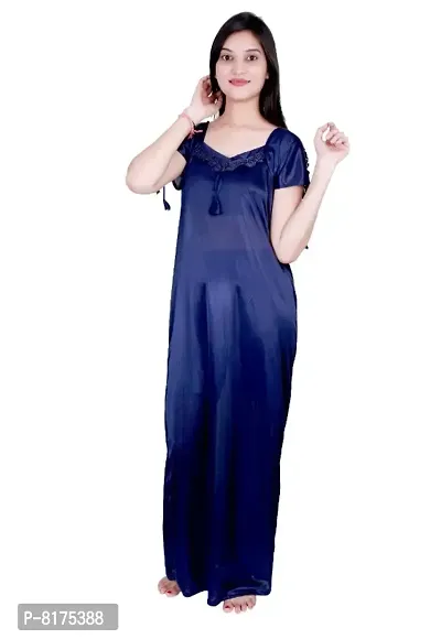 Classic Satin Solid Nighty for Women-thumb0