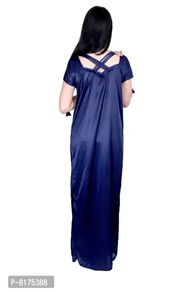 Classic Satin Solid Nighty for Women-thumb2