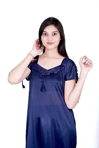 Classic Satin Solid Nighty for Women-thumb2