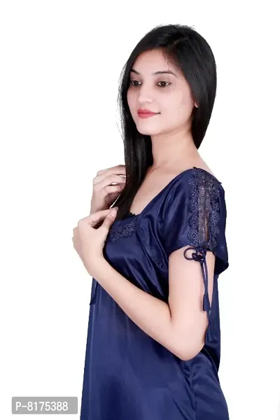 Classic Satin Solid Nighty for Women-thumb4