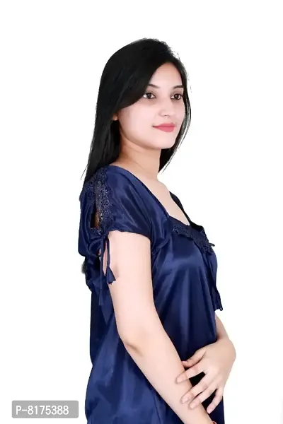 Classic Satin Solid Nighty for Women-thumb5