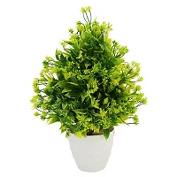 MUNDEYA Artificial Flower Pot Natural Look Flower and Grass for Home Decoration (White  Green)-thumb3