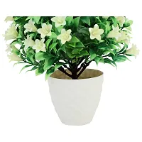 Mundeya Artificial Plant with Plastic Pot for Home Balcony Decoration (White, 1 Piece)-thumb2