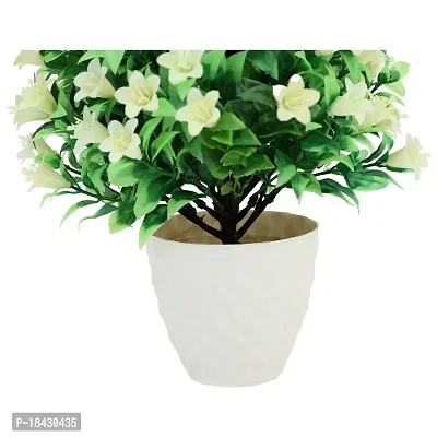 Mundeya Artificial Plant with Plastic Pot for Home Balcony Decoration (White, 1 Piece)-thumb3