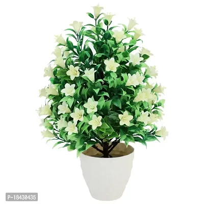 Mundeya Artificial Plant with Plastic Pot for Home Balcony Decoration (White, 1 Piece)-thumb4