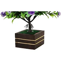 MUNDEYA Multicolor Lily Artificial Flower with Pot | Flower Pot with Artificial Flowers| Artificial Flower with Wooden Pot (Pack of 1, Purple)-thumb2