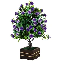 MUNDEYA Multicolor Lily Artificial Flower with Pot | Flower Pot with Artificial Flowers| Artificial Flower with Wooden Pot (Pack of 1, Purple)-thumb3