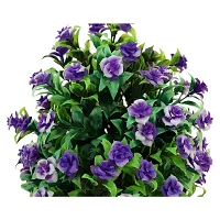 MUNDEYA Multicolor Lily Artificial Flower with Pot | Flower Pot with Artificial Flowers| Artificial Flower with Wooden Pot (Pack of 1, Purple)-thumb1