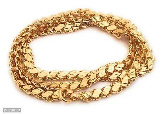 VR Fashion HUB Copper Gold Plated 24 inch long Chain For women and Girls-thumb0