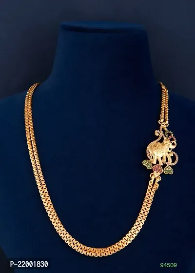 Copper Gold Plated 24 inch Mugappu Thali Kodi Chain For women and Girls-thumb0