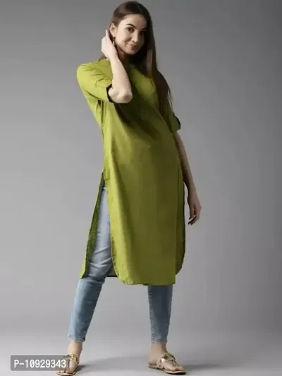 Alluring Cotton Green Kurta For Women-thumb0