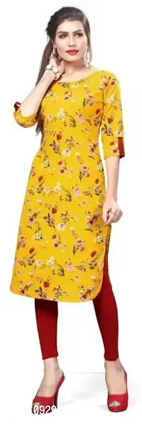 Alluring Cotton Yellow Printed Kurta For Women-thumb0