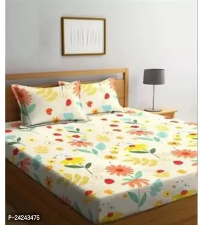 Comfortable Cotton Abstract King Size Bedsheet with Two Pillow Covers