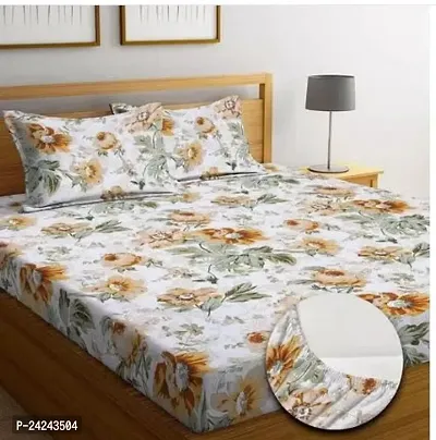 Comfortable Cotton Abstract King Size Bedsheet with Two Pillow Covers-thumb0