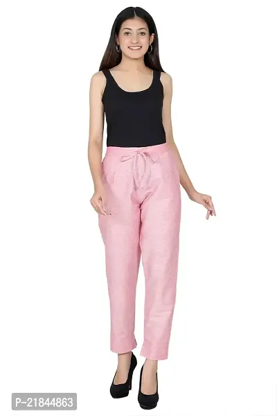 ceil Women's  Girls Cotton Pyjama/Lounge PantsSlim Pants Trouser Casual Bottom Wear for Girls with Pockets Both Side